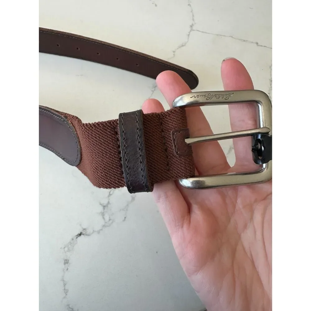 NWT Eddie Bauer Men's Rugged Leather Belt with Stretch Tab Tan Size XL